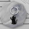 Unconvinced Kitten Keychain Cartoon Funny Stainless Steel Keychain Middle Finger Black Cat Pendant Car Keychain Gift