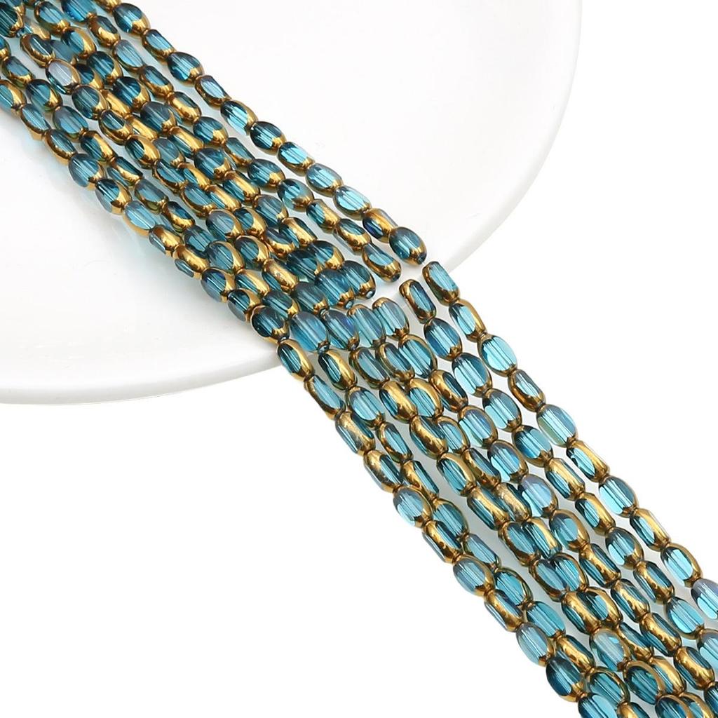 Овальные ограненные стеклянные кристаллы с золотистой окантовкой, в форме рисовых зерен, для изготовления украшений