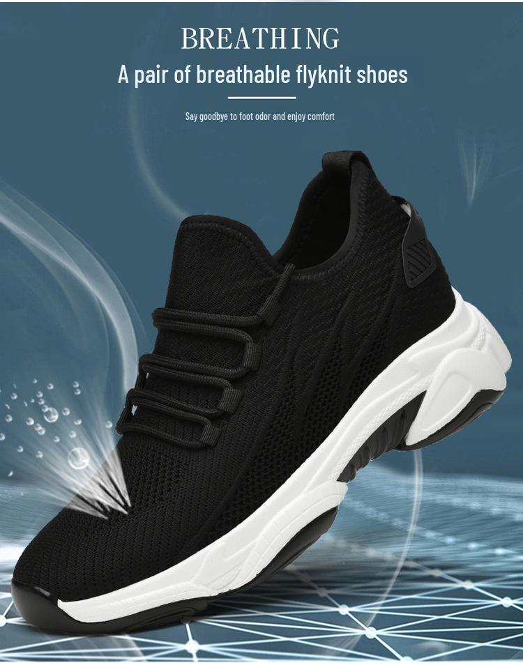 8219 Унисекс Беговые кроссовки Flyknit для увеличения роста с толстой подошвой, дышащей сеткой, идеально подходят для весенних и летних повседневных занятий спортом.