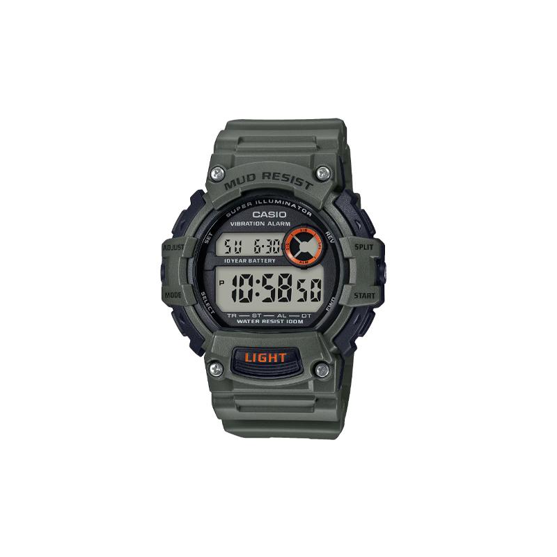 Casio DIGITAL series-диск 100 метров водонепроницаемые Кварцевые часы с ремешком из смолы серый циферблат TRT110H-3AV