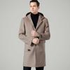 New Autumn and Winter Men's Thickened Velvet Warm Hooded Double-sided Cashmere Woolen Coat Mid-length Windbreaker Jacket
