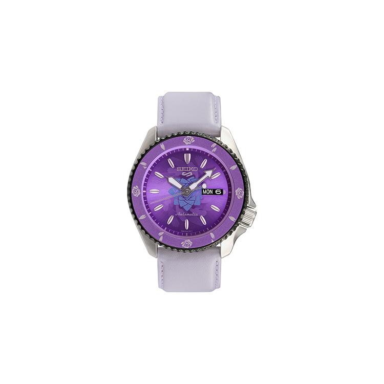 Seiko Бизнес-часы с механическим механизмом и кожаным ремешком, унисекс, с фиолетовым циферблатом SRPH09K1