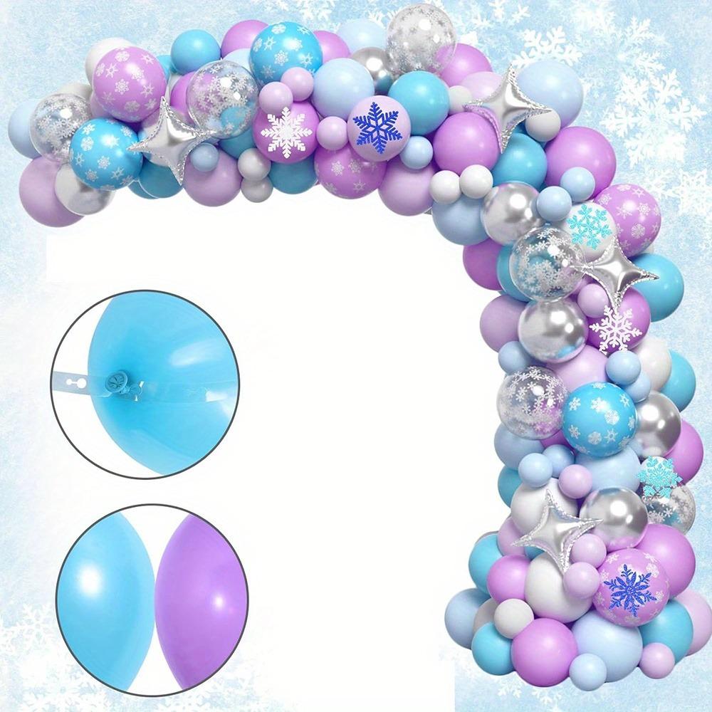 133PCS Snowball Balloon Garland Set - Blue, Purple and White for Winter Parties, Birthdays and Indoor/outdoor Decorations