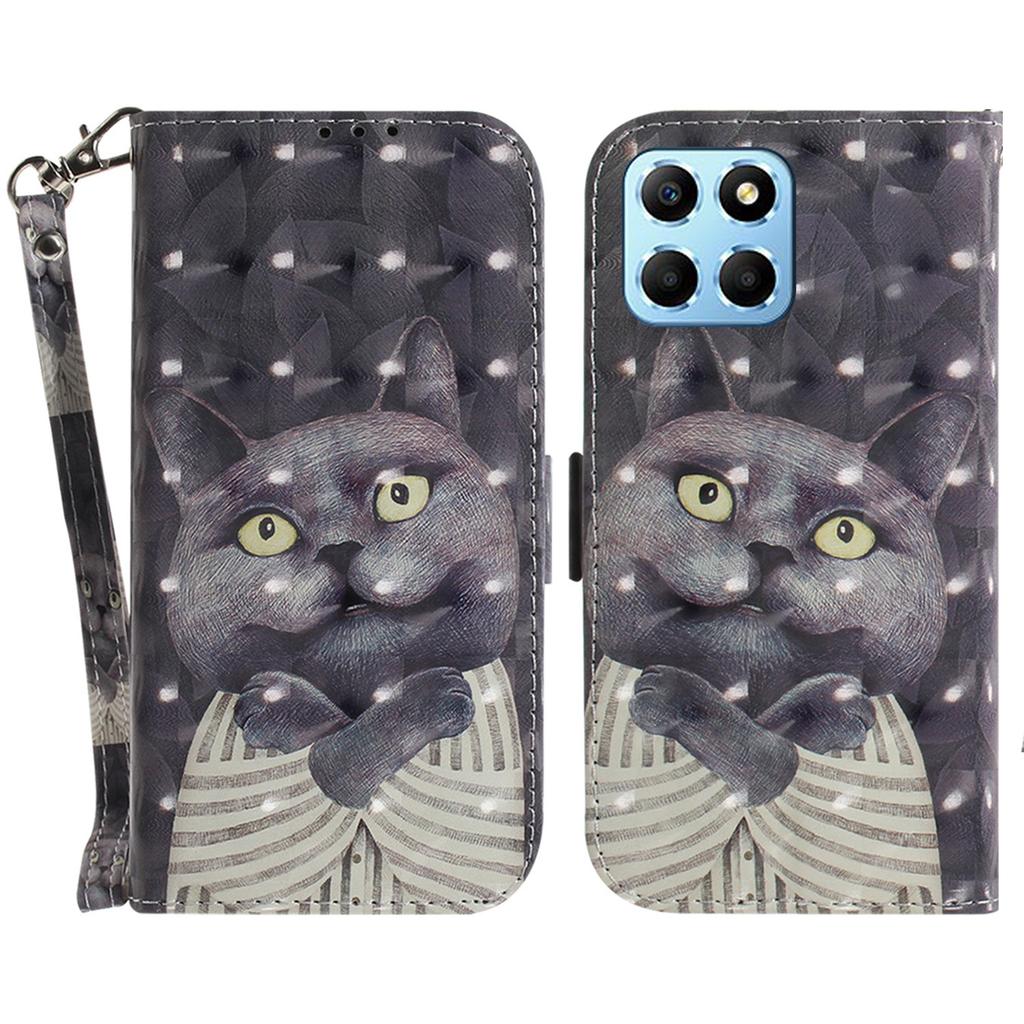 Чехол из искусственной кожи для Honor X8 5G Защитный чехол Кошелек Телефон Флип-чехол со шнурком