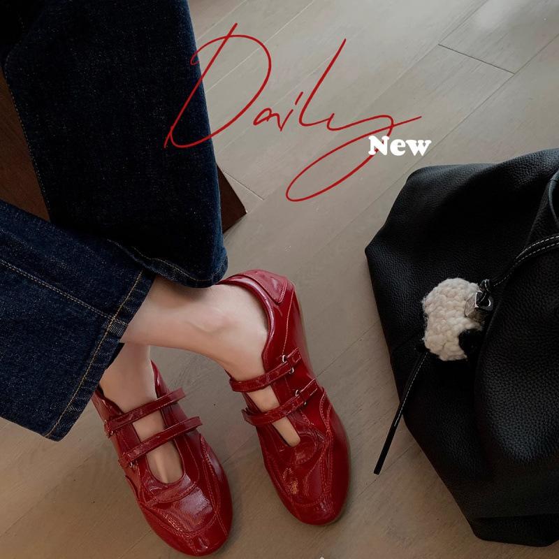 ! Балетки в стиле ретро на плоской подошве с двойной липучкой, с круглым носком, в цветовой гамме, ленивые повседневные туфли