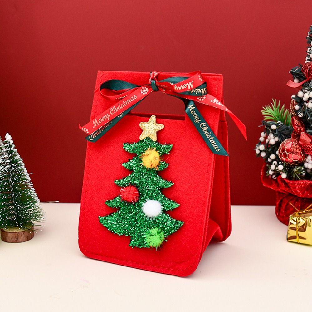 2PCS Felt Cloth Christmas Gift Bag Red Green Felt Candy Pouch Christmas Candy Bags Christmas Season