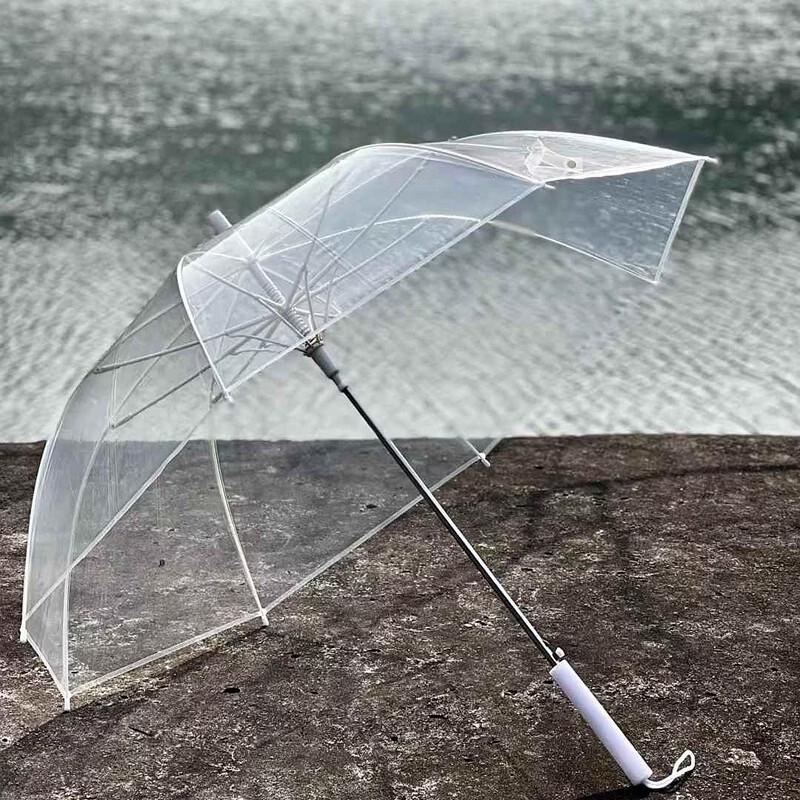 Ветрозащитный прозрачный зонт с прямой ручкой