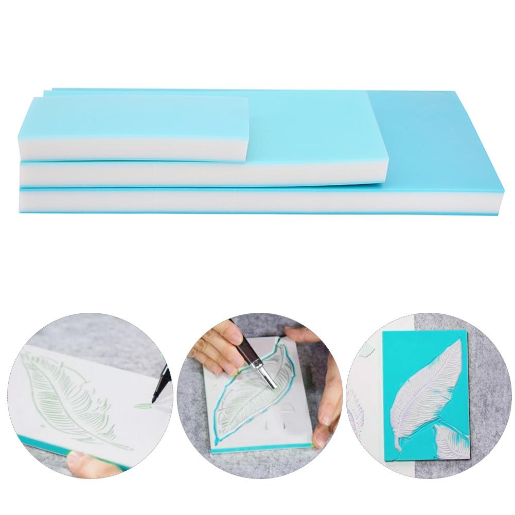 Трехслойный резиновый блок для штамповки, гравировки, резьбы, блок из ПВХ-резины, синий, белый, синий