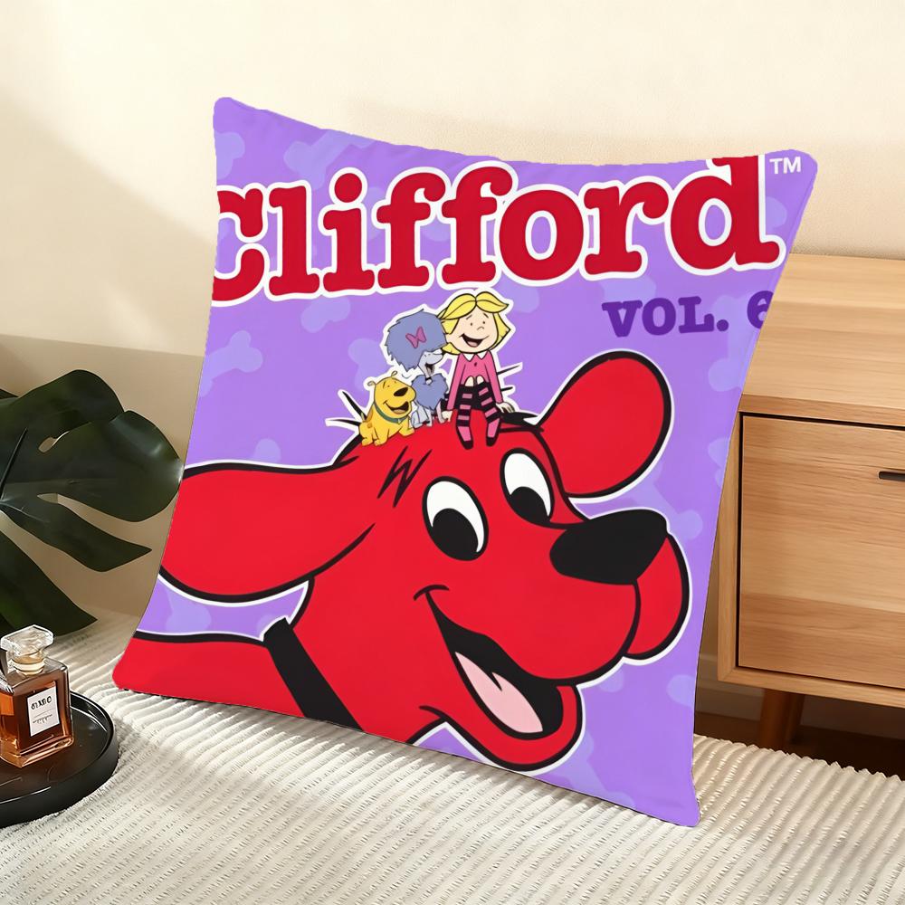 C-Clifford The Big Red Dog Cushion Cover Soft Short Plush Pillow Cover Smooth Cozy Texture Aesthetic Cushion Case Home Decor