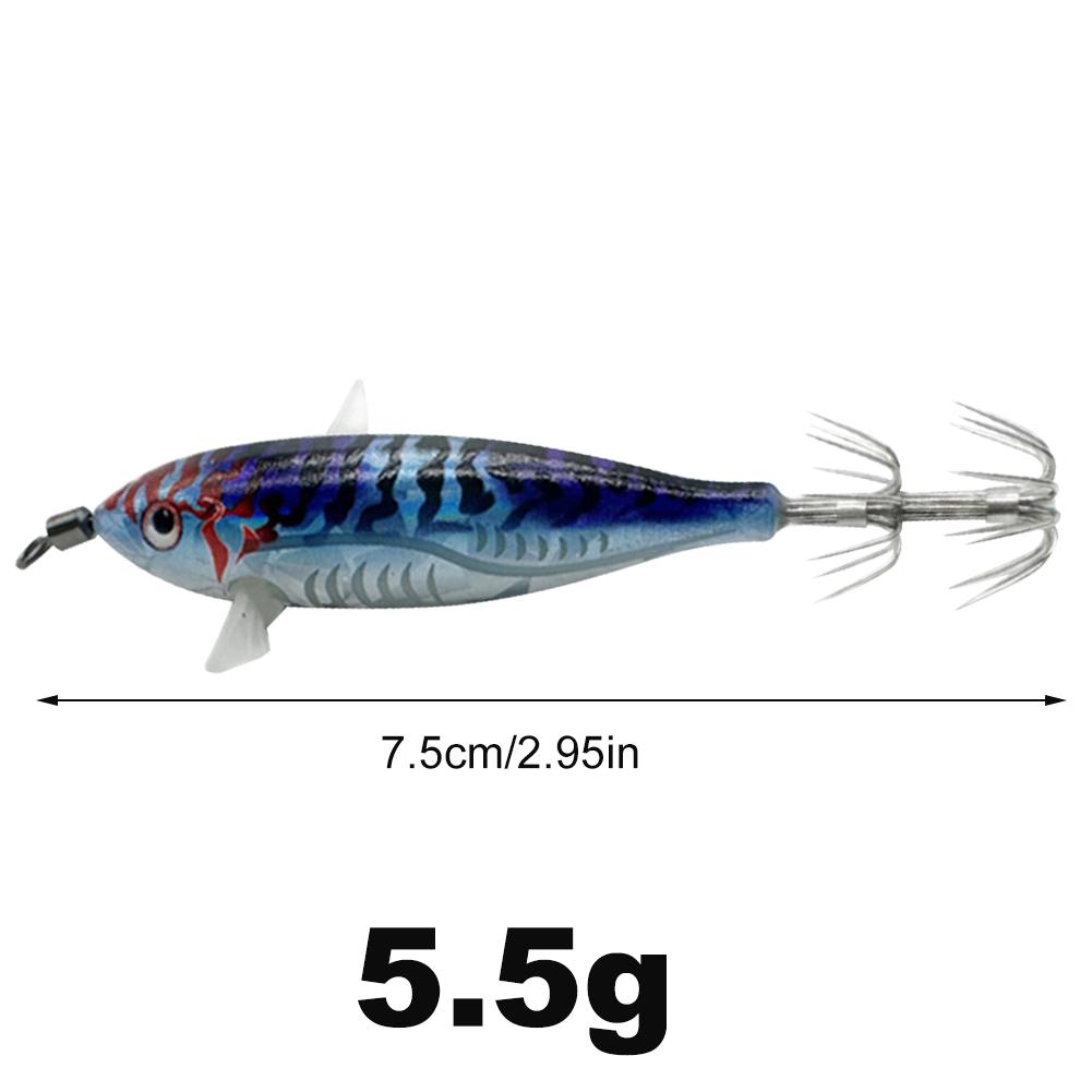 Светящиеся рыболовные приманки Осьминог Кальмар Рыболовные приманки Светящаяся джиг-приманка Горизонтальная деревянная креветка Ночная рыбалка Твердая приманка