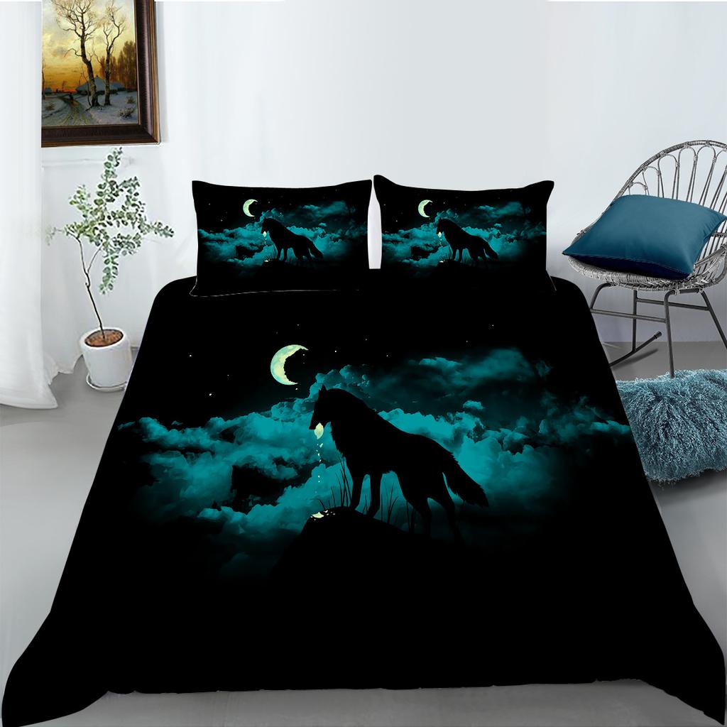 Wolf Digital Printing Quilt Cover Pillowcase Two Three Piece Set Polyester