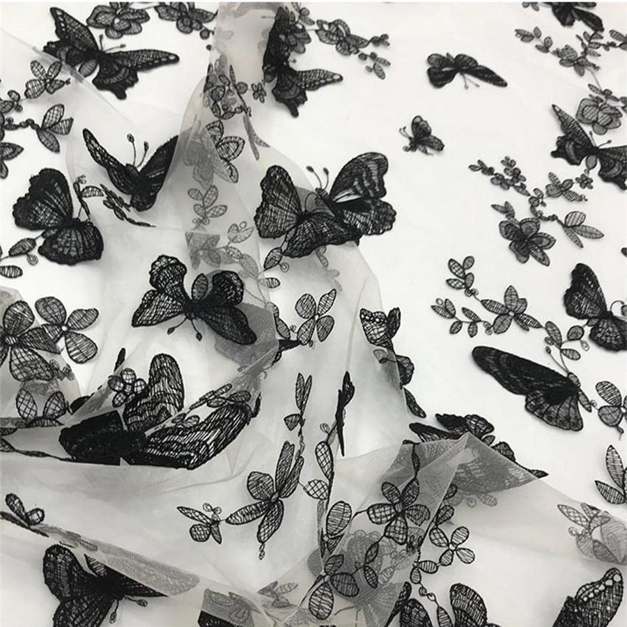 1 ярд кружевная ткань с бабочкой и цветочной вышивкой, мягкий тюль для свадебного платья, праздничное платье, домашний декор, ширина 150 см