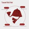 Festive Red Tassel Beanie - Women's Autumn/Winter Ear Protection Hat for Christmas and New Year