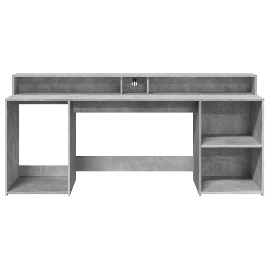 LED Desk Concrete Grey 200x55x91 cm Engineered Wood