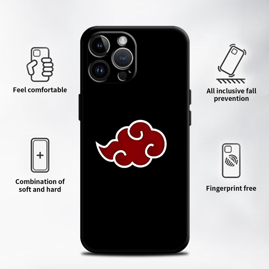 Black Soft Phone Cover Case for iPhone 7 8 13 12 11 Pro Max XR 15 16 14 Plus XS Max Anime Uchiha Logo