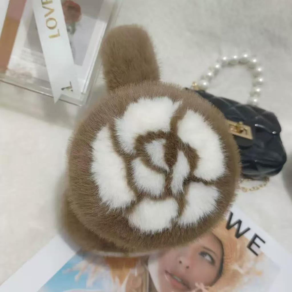 Camellia Imitation Rabbit Fur Scarf 23 Winter Fashionable and Elegant Women's Warm Neck Cover Neck Protection Small Fragrant Wind Scarf