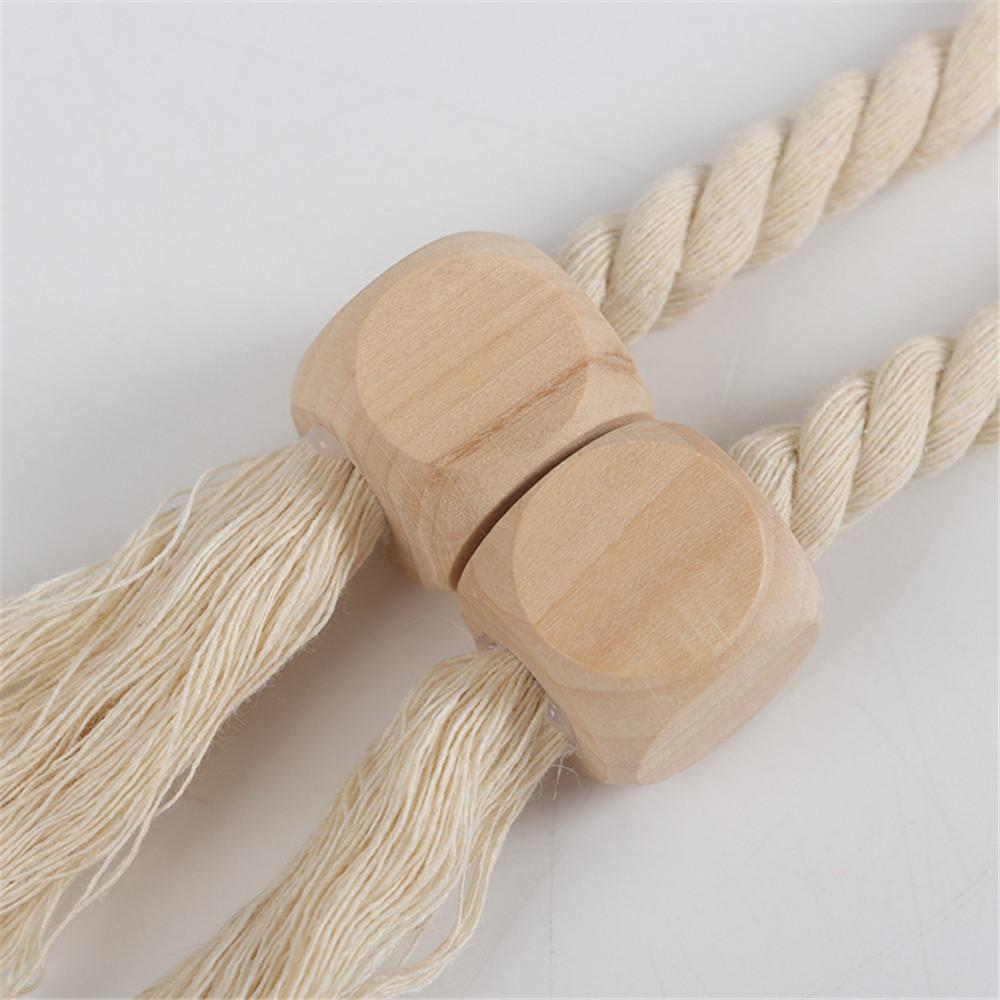 Hand-Woven Solid Wooden Magnetic Knot Buckle Curtain Tiebacks Boho Style Suitable For Living Room Bedroom Home Decoration