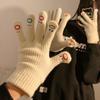 Manufacturer's Cute Korean Five-Finger Knitted Wool Gloves - Warm, Thick, Touchscreen, Ideal for Winter and Cycling