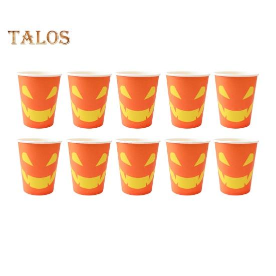 10 шт., бумажные тарелки с тыквой на Хэллоуин, праздничная посуда, маслостойкие обеденные тарелки на Хэллоуин, День Благодарения для вечеринок по сбору урожая