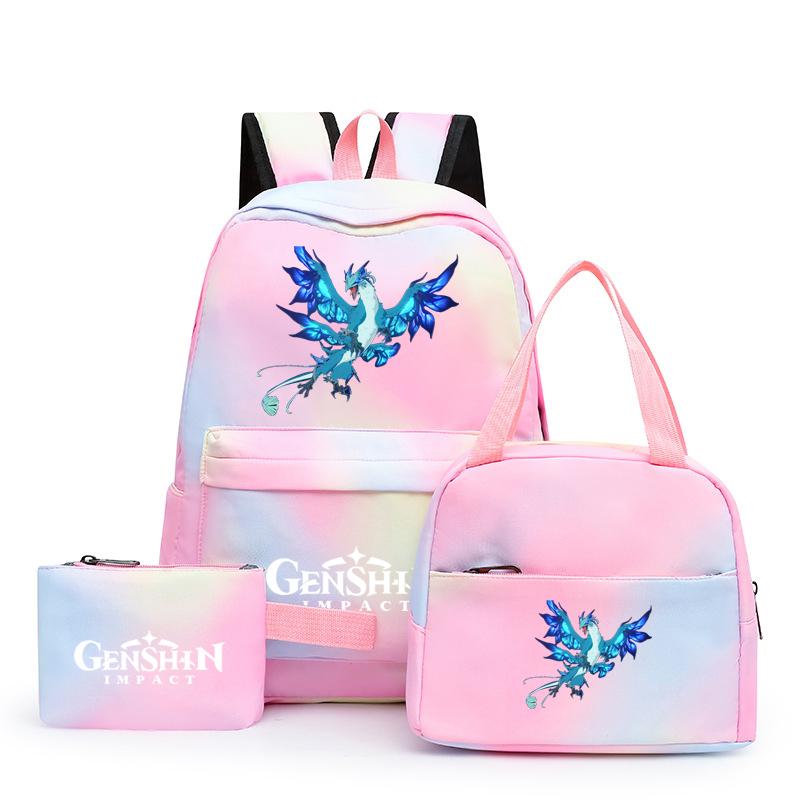 3Pcs/set Anime Girl Backpack Set School Students Kawaii Back To School Backpack Boy Children Lunch Bags Pencil Box