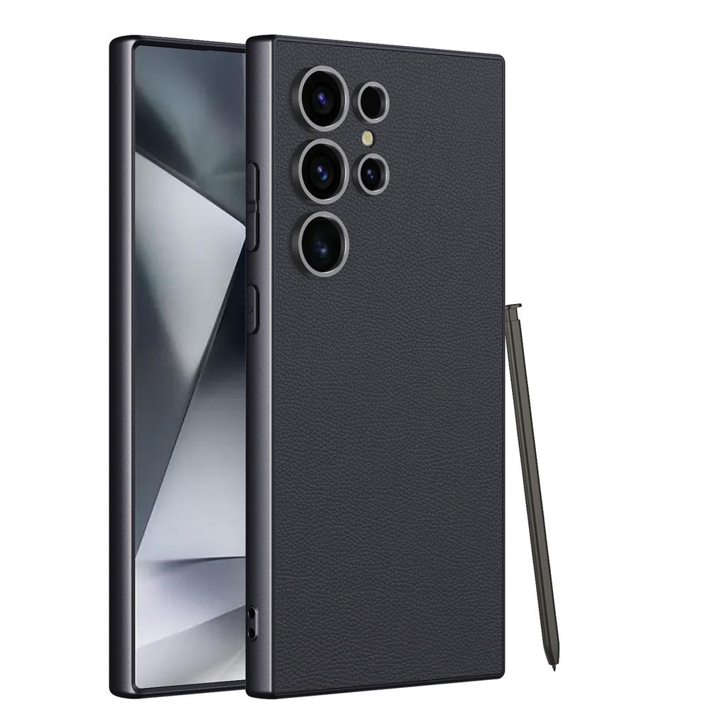 Чехол для телефона S24Ultra из металлической лакированной кожи для Samsung Galaxy S23 S24 S25, ультратвердый чехол из ПК, роскошный защитный чехол