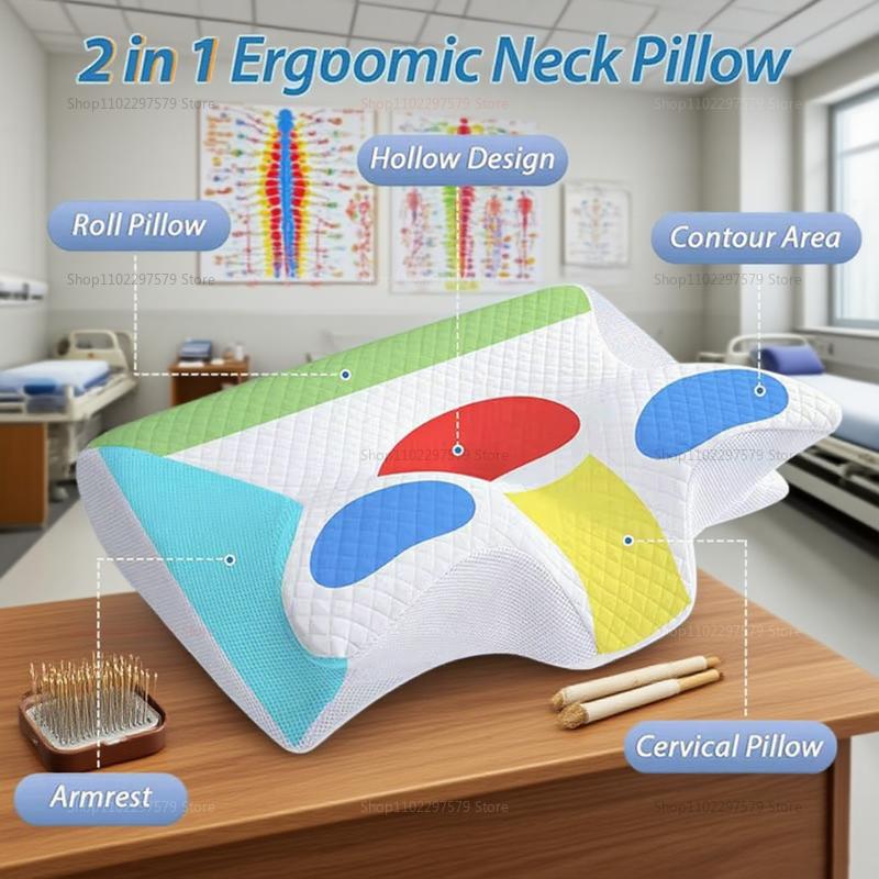 Подушка для поддержки шеи из пены с эффектом памяти, подушка для облегчения боли в шее для комфорта шеи и плеч, эргономичная шейная подушка для сна