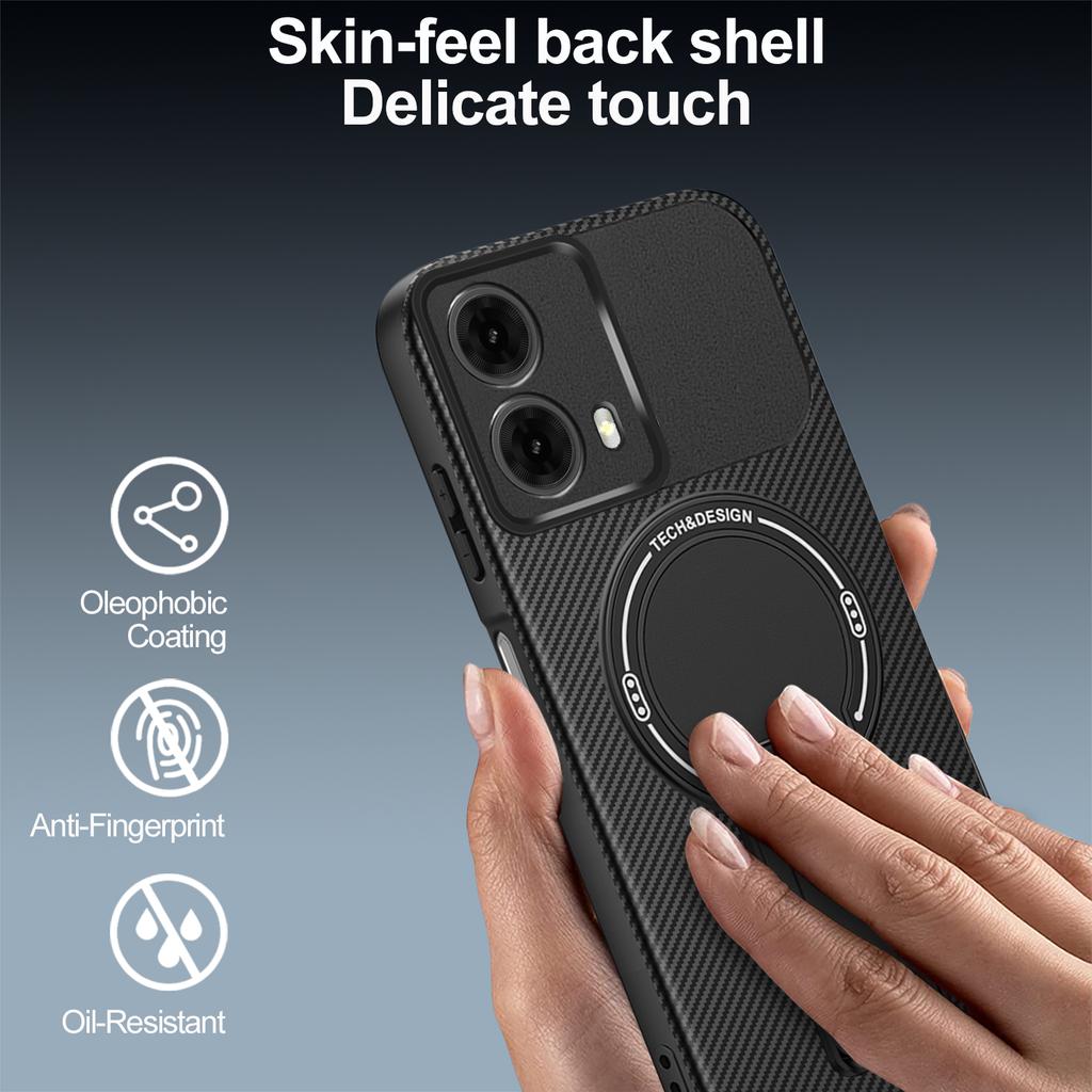 Высококачественный чехол для телефона Motorola Moto G35 5G, текстура углеродного волокна, магнитная беспроводная зарядка, складная подставка, защитные чехлы