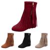 2024 New Women's Fashion Boots Fringed Comfortable Flat Solid Color Suede Zipper Ankle Boots High Quality Comfy Casual Shoes