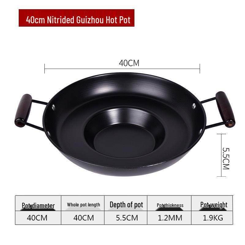 Guizhou Shabu-Grill Non-Stick Hot Pot with Flat Bottom and Concave-Convex Design for Tofu and Fried Potatoes.