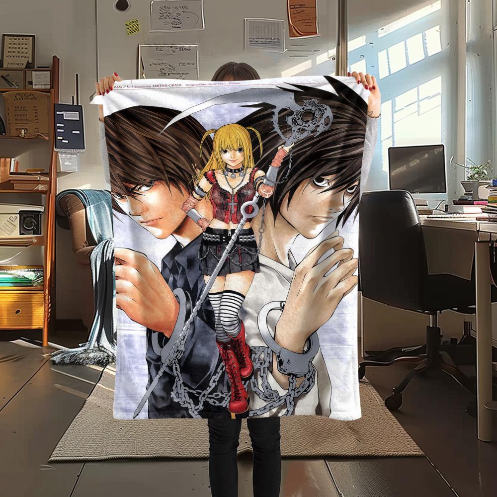 1Pc Death Note Anime Print Flannel Blanket High Quality Warm Comfortable Cover for All Seasons Perfect for Gifts Home Decor