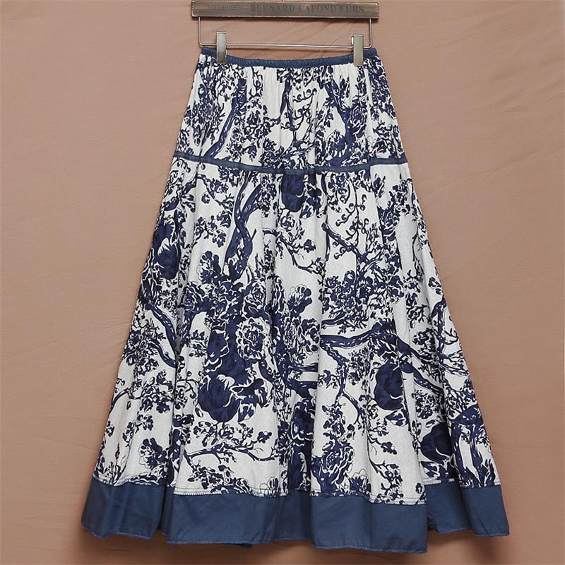 Spring Summer Fashion Women's Cotton Linen High Waist Slim Half Length Temperament Check Print Swing Skirt Plus Size