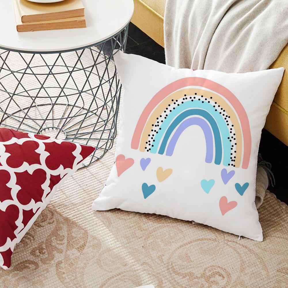 Rainbow Cute Print Pattern Throw Pillowcase Home Sofa Bed Decorative Pillowcase Car Office Decorative Pillowcase