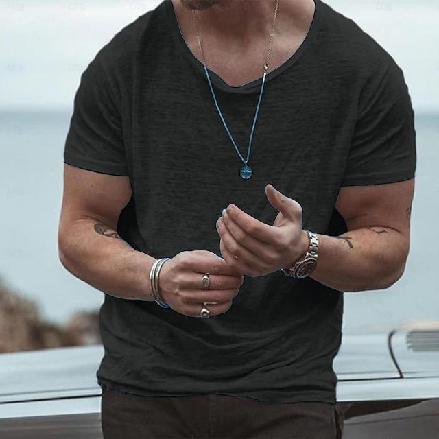 Мужская футболка из хлопкового слюба с коротким рукавом, модная повседневная футболка больших размеров для мужчин