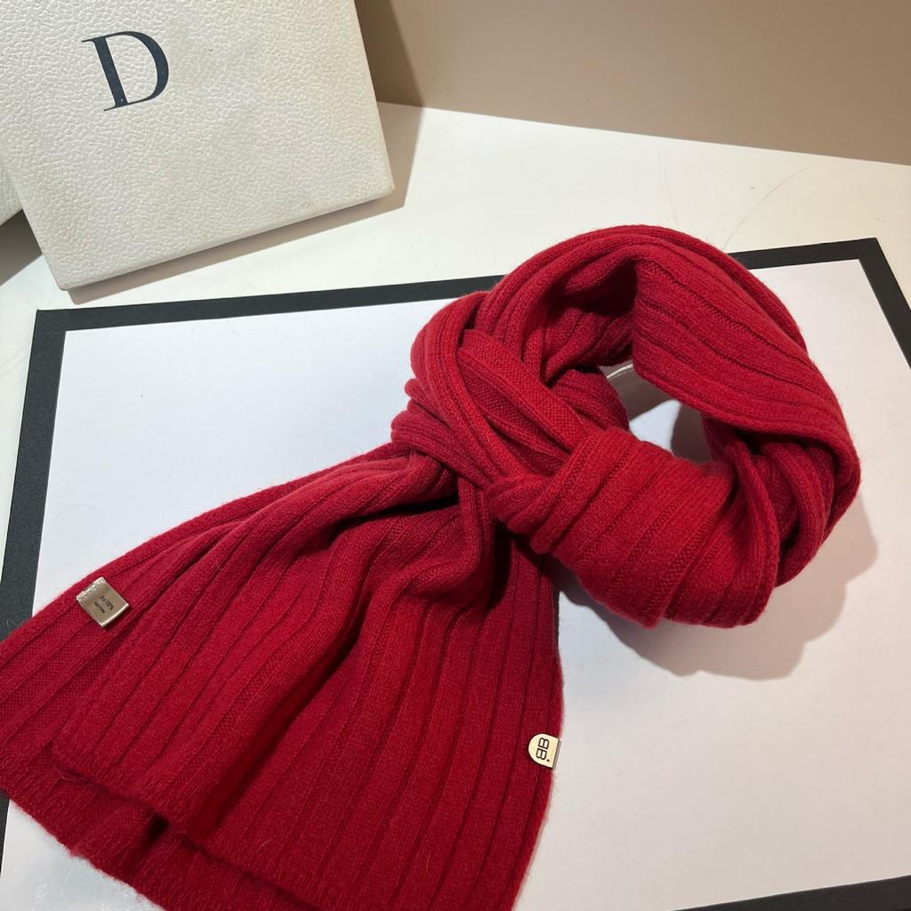 Letter 100 Australian Wool Wide Strip Knitted Scarf Winter Soft Waxy Warm Simple High-End Soft Wool Circumference