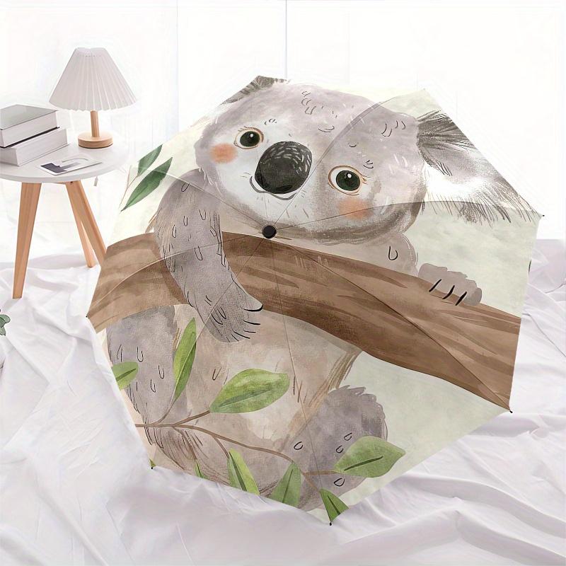 Koala, Tree Branch Automatic folding umbrella  simple eight rib design, bright color pattern, durable iron frame, ideal for travel and outdo