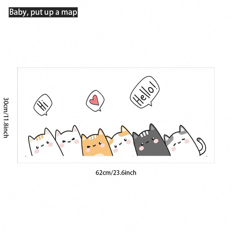 1PC Sartoon Cute Cat Stickers For Decorating Bedroom Wardrobe Doors, With Waterproof Self-adhesive Stickers