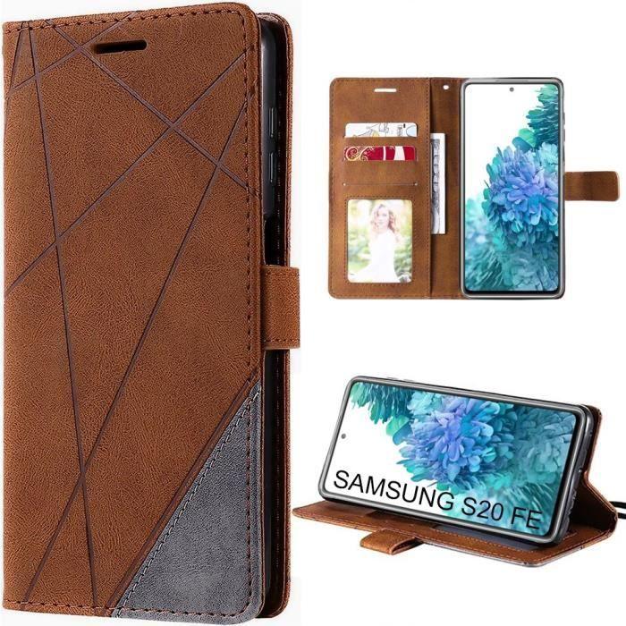Coque de protection pour Samsung Galaxy S20 FE - BOOLING - Effet Cuir Flip Case Marron