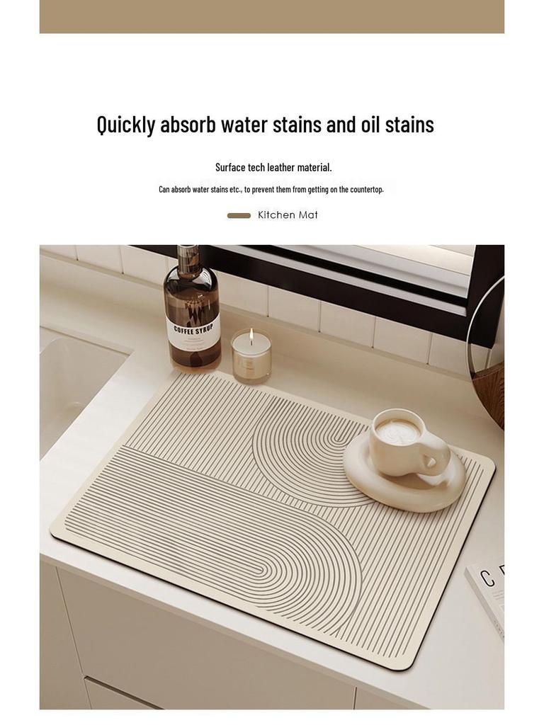 Минималистичный кухонный коврик из диатомовой земли: Тепло- и влагопоглощающий, противоожоговый, маслостойкий защитный коврик для столешницы