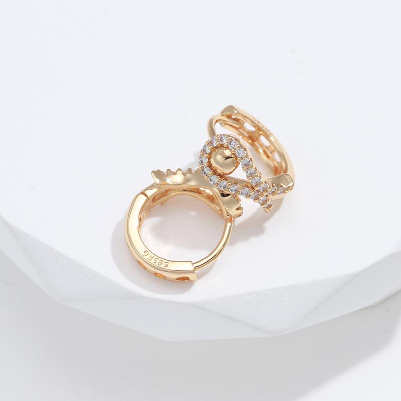 Модные серьги-пусеты с натуральным цирконом для женщин, классические милые помолвочные серьги из розового золота, изысканные ювелирные изделия