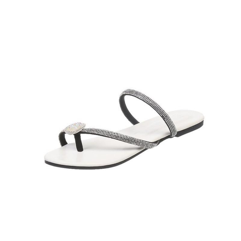 Тапочки 2024 года, новые женские туфли, летние сандалии на плоской подошве, женская одежда, пляжная обувь с носком, женская, размер 42