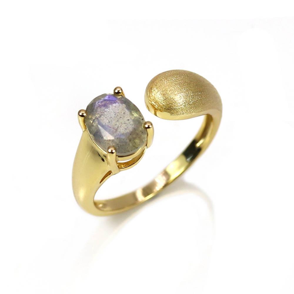 Bolaijewelry Natural Labradorite Oval 6*8mm Ring Earrings Jewelry Set 925 Sterling Silver Women Fine Jewelry Anniversary Party Birthday Gift