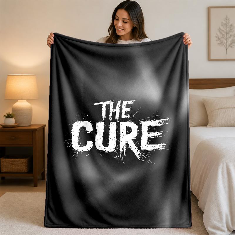 The Cure Print Flannel Blanket Cozy Lightweight Plush Throw Blanket For Bed Sofa Household Use