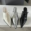 Fashion New Sexy T-tied Lace-up Pointed Toe Women Pumps Slippers 2025 Summer Elegant Thin High Heels Party Prom Mules Shoes for Women