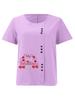 Women's Fashion Rose Red Love Letter Print Shot Sleeve T-shirt Loose Cotton Shirt Casual Loose Summer Blouse Tops Plus Size