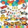 Deerzon 1st Birthday Decoration Vehicle Working Car Balloon Balloon Set 2 Years Old Boys Girls Birthday First Birthday Number Number Balloon (Deluxe)
