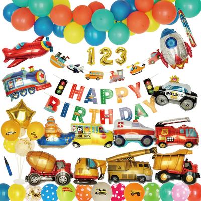 Deerzon 1st Birthday Decoration Vehicle Working Car Balloon Balloon Set 2 Years Boys Girls Birthday First Birthday Number Balloon (Делюкс)