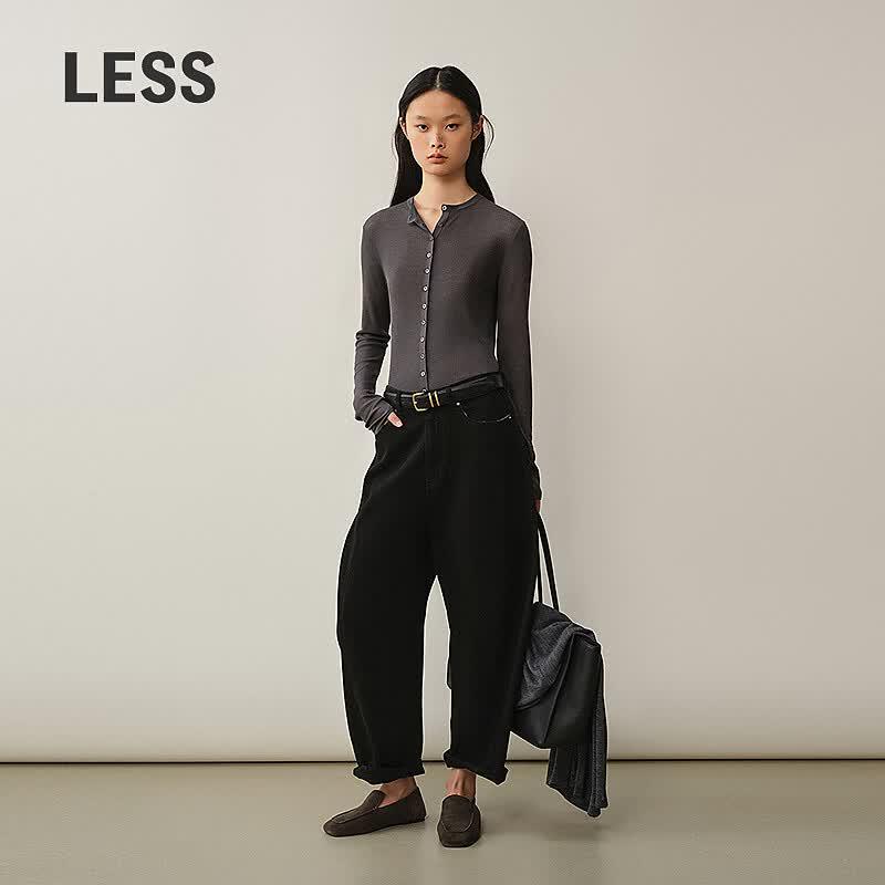 LESS Loose Fit Cotton Banana Denim Cropped Jeans