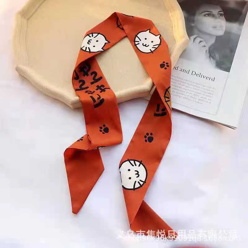 Маленький белый и нежно-зеленый шелковый шарф для женщин, тонкая лента, повязка на голову, резинка для волос, украшение для сумки, длинный