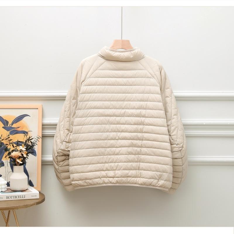 Осень и Зима Женская Ультралегкая Куртка из Белого Утиного Пуха Оверсайз Свободного Покроя Повседневная Короткая Куртка Пуховик Винтажные Женские Парки