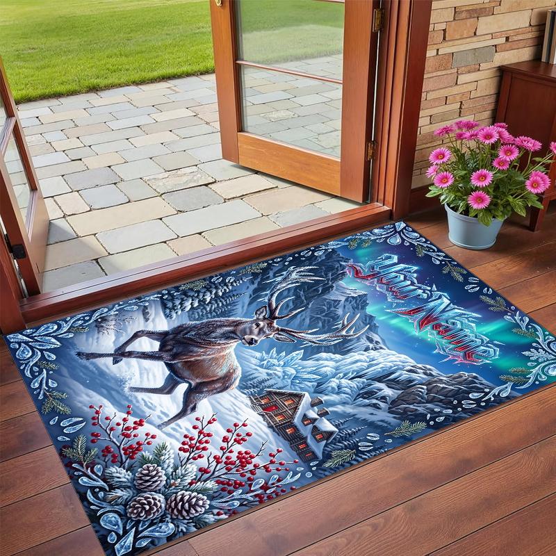 Christmas Custom Name Printed Square Area Rug Soft Non Slip Floor Carpet For Bedroom Holiday Gift